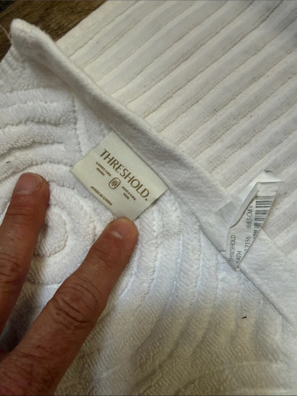 Threshold White Quilted Bath Mat with Ribbed Edge